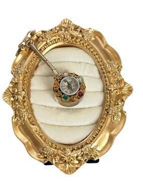 Compass vintage rhinestone keychain coin holder